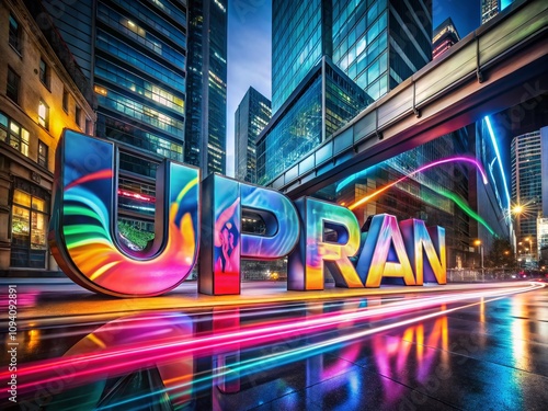 Vibrant Gradient Letter Logo Design in Urban Exploration Context with Abstract Background and Dynamic Elements for Creative Branding and Marketing Purposes photo