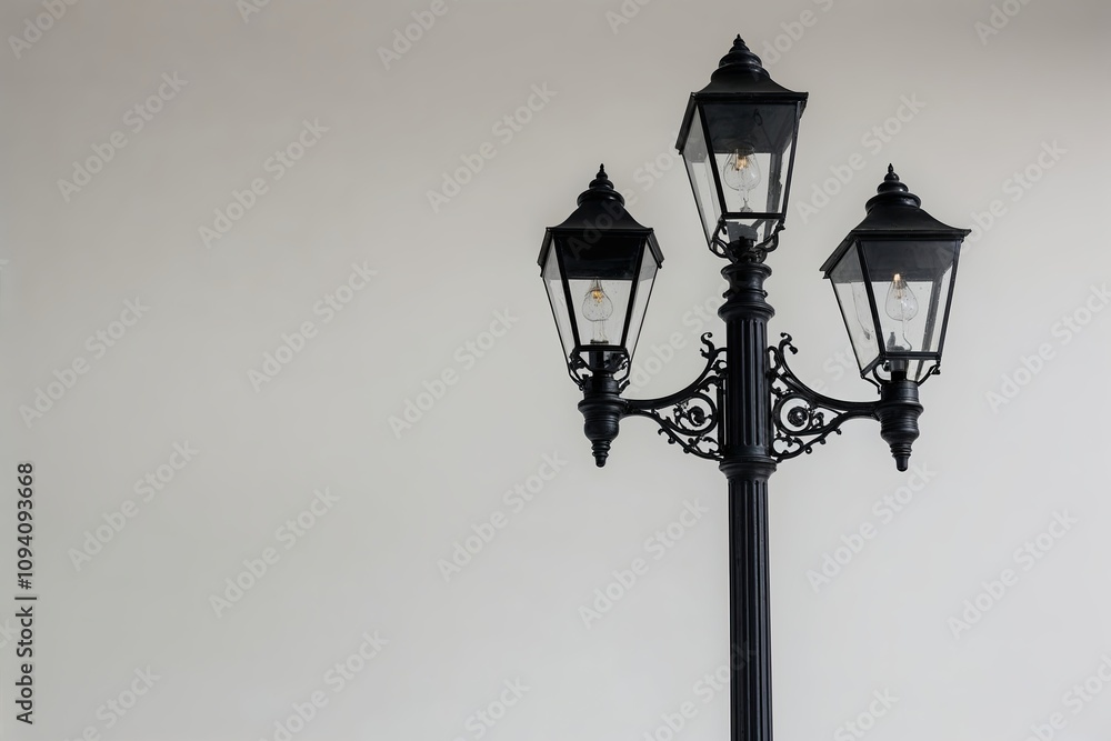 Antique Black Street Lamp Post Isolated on White Background for Vintage Decor Antique Black Street Lamp Post Isolated on White Background for Vintage Decor