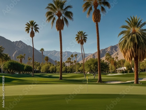 golf course with trees,palm trees on the beach,golf course with trees and sky