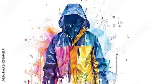 Rain Jacket element Watercolor vintage