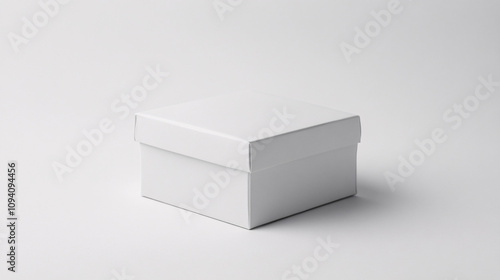 white square box on a white surface mockup product packaging template