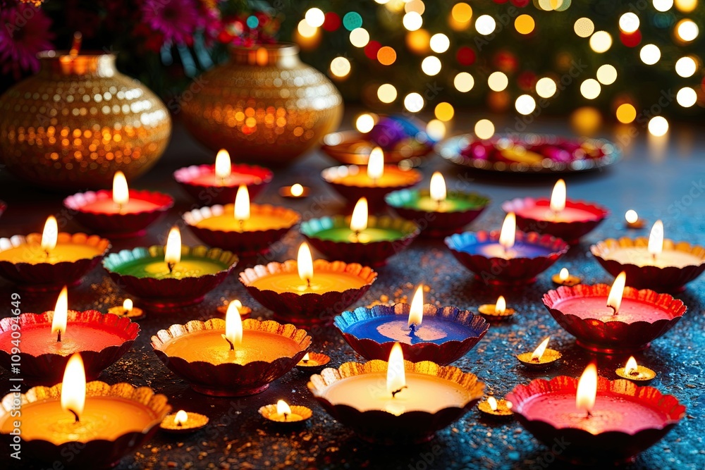 Vibrant Diwali Floating Candles Radiating Warmth and Light Against a Festive Backdrop Vibrant Diwali Floating Candles Radiating Warmth and Light Against a Festive Backdrop