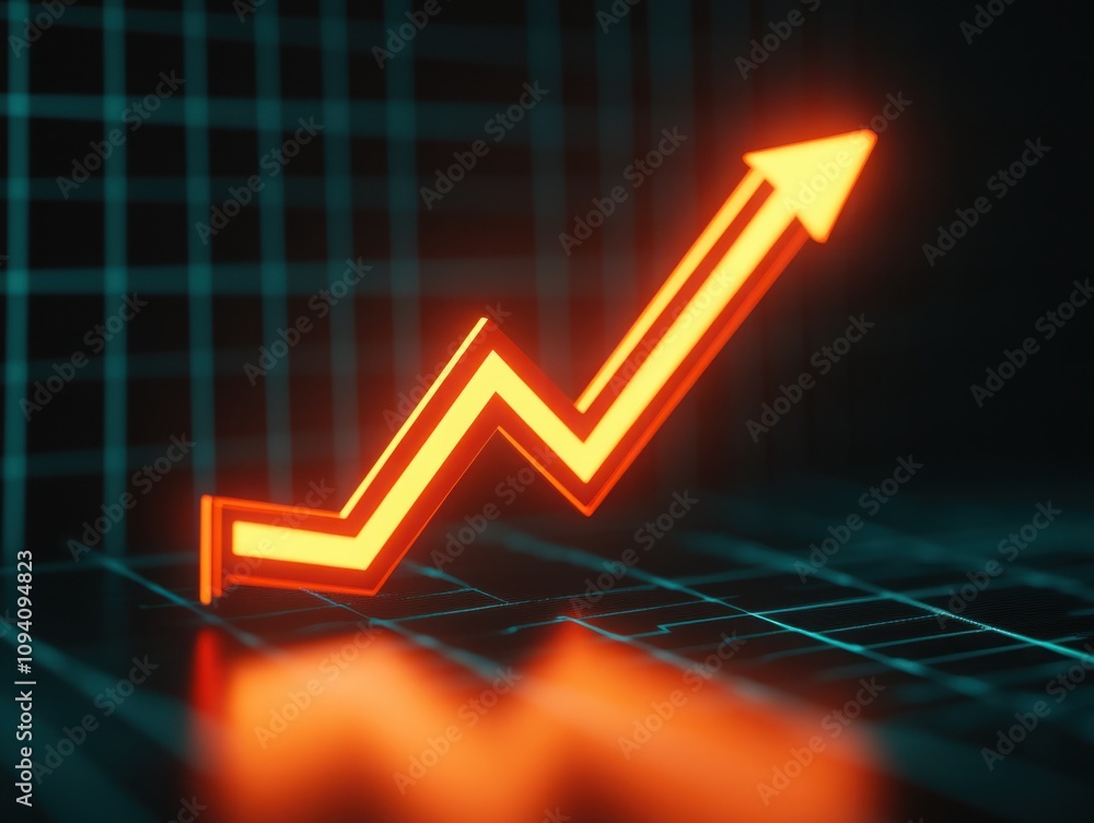 Dynamic Growth Trend Line Upward Movement on a Digital Graph Representing Business Success and Financial Progress With Neon Orange Accent Dynamic Growth Trend Line Upward Movement on a Digital Graph Representing Business Success and Financial Progress With Neon Orange Accent