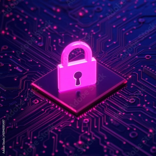 Wallpaper Mural Digital Security Concept with a Purple Lock Icon on a Circuit Board Background Representing Data Protection and Cybersecurity in Technology Environment Torontodigital.ca