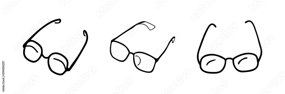 Outline drawing of reading glasses, symbolizing vision or knowledge. Outline drawing of reading glasses, symbolizing vision or knowledge.