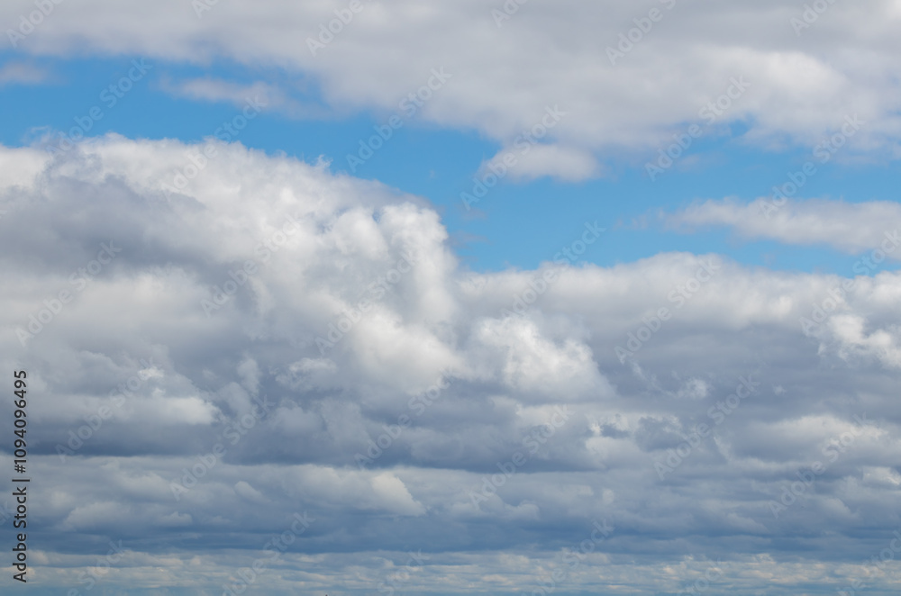 Fototapeta premium Sky replacement clouds puffy gray and white with blue sky
