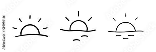 Outline drawing of a sunset, symbolizing nature or serenity.