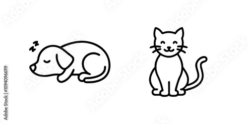 Outline drawing of a dog and cat, symbolizing pets or animal companionship.