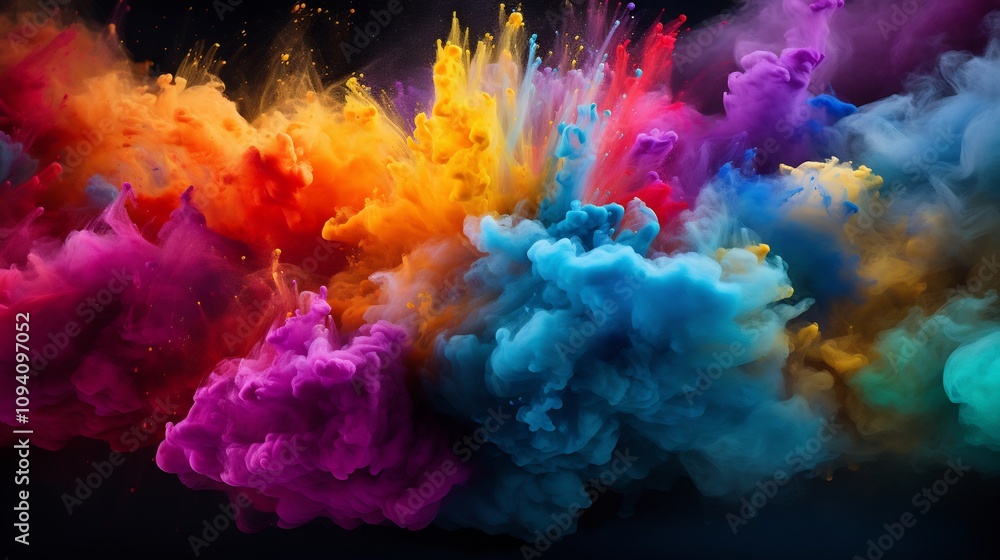 Colorful Powder Cloud Explosion in Abstract Motion Colorful Powder Cloud Explosion in Abstract Motion