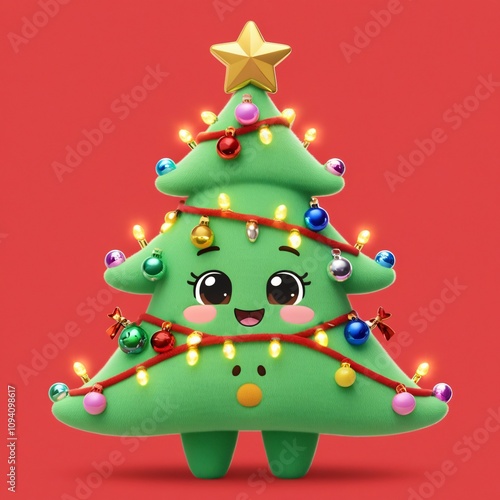christmas tree with ribbon