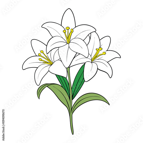 Easter lily flowers are elegant, trumpet-shaped blooms with pure white petals and a sweet fragrance, symbolizing purity, hope, and renewal, often associated with Easter.