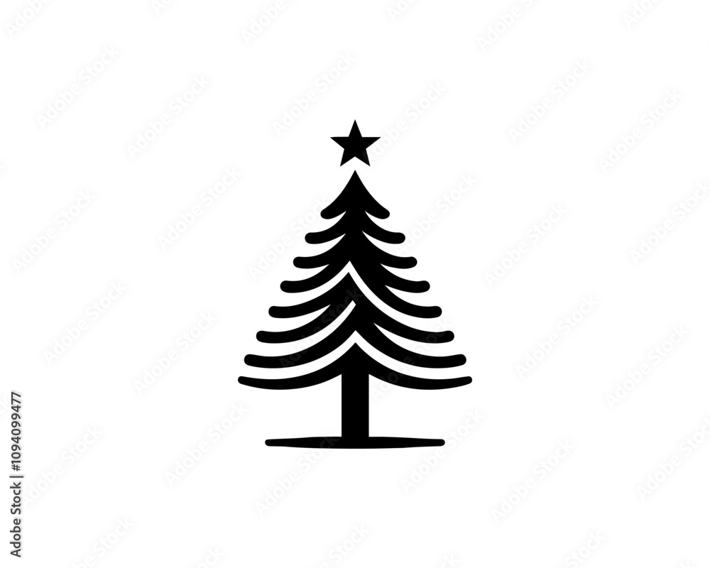 Black Christmas tree flat design icon. Black Christmas tree flat design icon.