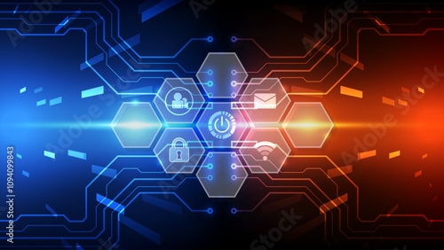 Cyber security and information technology concept. Abstract background. Vector illustration