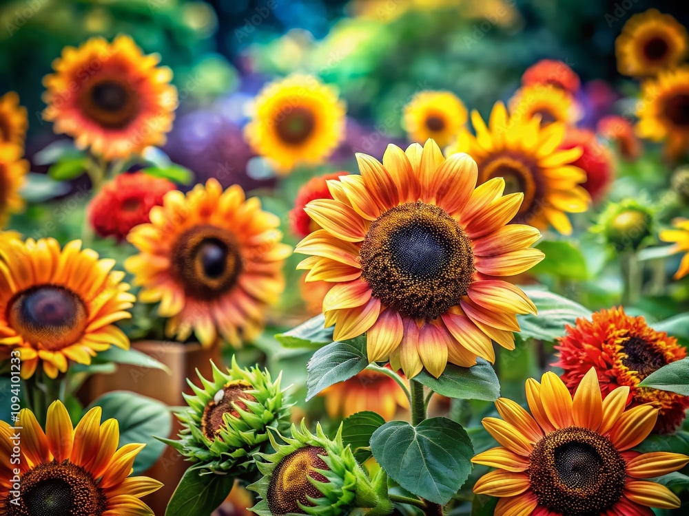 Vibrant Sunflowers Collection in Tilt-Shift Style for Creative Projects, Featuring Unique Designs for Branding and Marketing Inspiration Vibrant Sunflowers Collection in Tilt-Shift Style for Creative Projects, Featuring Unique Designs for Branding and Marketing Inspiration