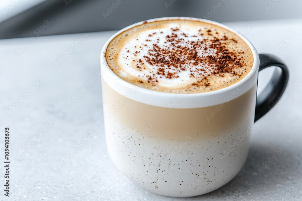 Indulge in a rich cappuccino experience with thick frothy milk in a cozy cafe setting Indulge in a rich cappuccino experience with thick frothy milk in a cozy cafe setting