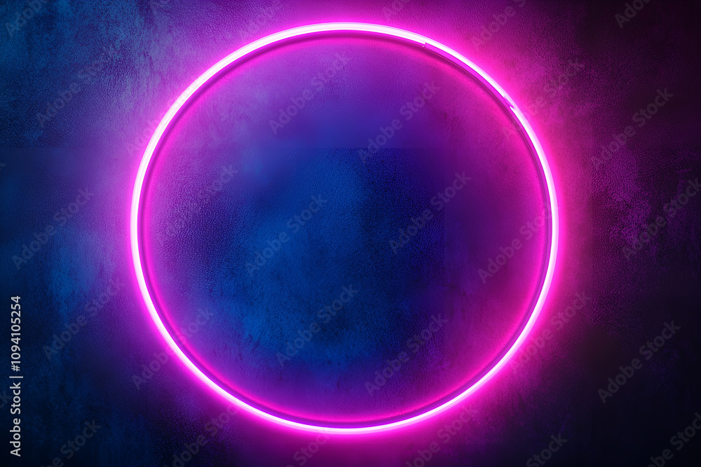 Neon blue color geometric circle on dark background no reflection Neon blue color geometric circle on dark background no reflection