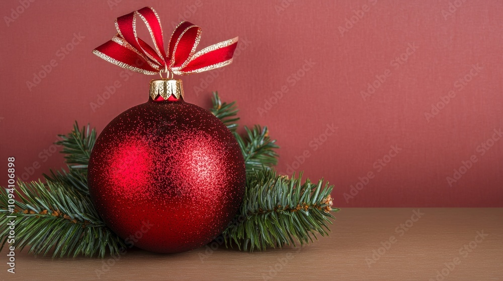 A festive red Christmas ornament adorned with a charming bow, perfect for holiday decorations and capturing the spirit of the season. A festive red Christmas ornament adorned with a charming bow, perfect for holiday decorations and capturing the spirit of the season.