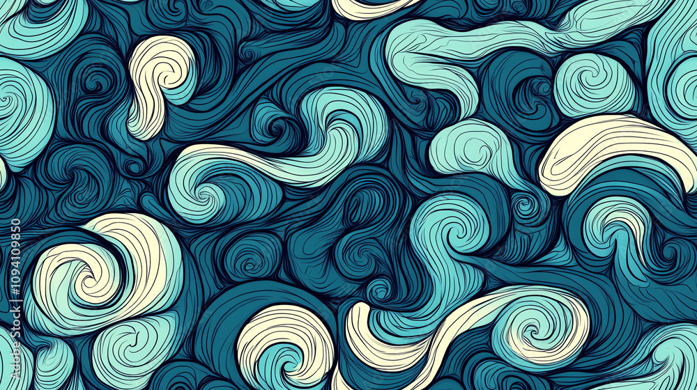 Abstract swirls seamless pattern in turquoise Abstract swirls seamless pattern in turquoise