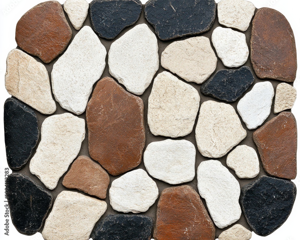 Rustic Stone Wall Texture Brown Beige White Black Cobblestone Background Rustic Stone Wall Texture Brown Beige White Black Cobblestone Background