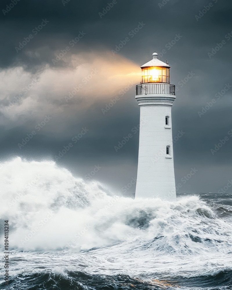 A striking lighthouse stands tall against stormy waves, its beacon shining through dark clouds, symbolizing hope and resilience amid turbulent seas. A striking lighthouse stands tall against stormy waves, its beacon shining through dark clouds, symbolizing hope and resilience amid turbulent seas.
