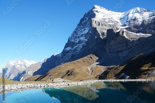 Mount Eiger and Fallbodensee Lake - Switzerland photo