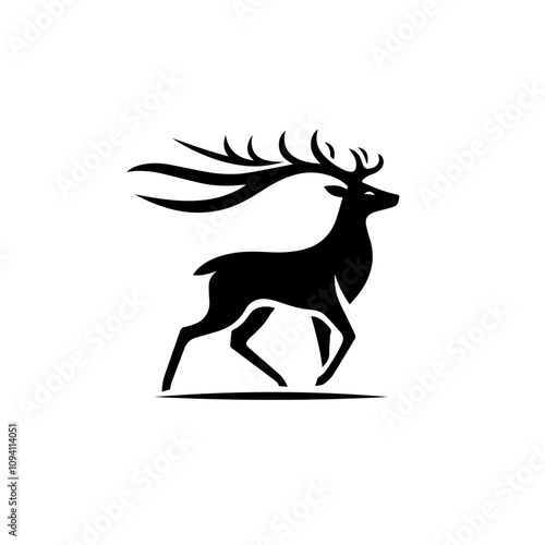 Elegant Deer Silhouette Logo, Majestic Wildlife Design for Nature and Branding. Standing Deer Silhouette Logo, Majestic Stag Vector for Nature and Branding. photo