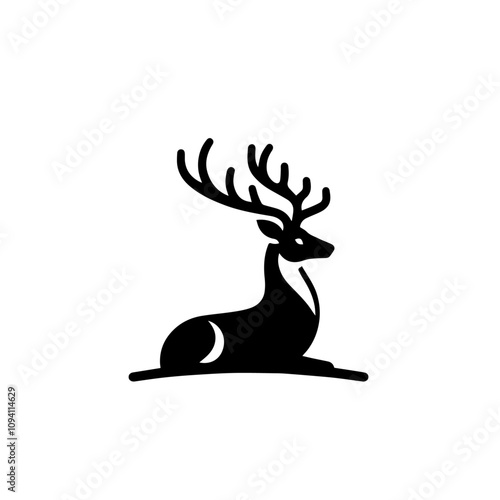 Elegant Deer Silhouette Logo, Majestic Wildlife Design for Nature and Branding. Standing Deer Silhouette Logo, Majestic Stag Vector for Nature and Branding.