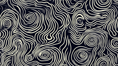 Abstract swirl seamless pattern in black and white