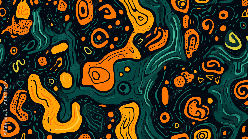 Fototapeta premium Abstract fluid art seamless pattern in dark colors