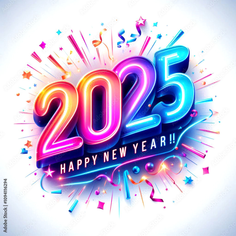 Modern Happy New Year 2025 Lettering for Trendy Seasonal Art Modern Happy New Year 2025 Lettering for Trendy Seasonal Art