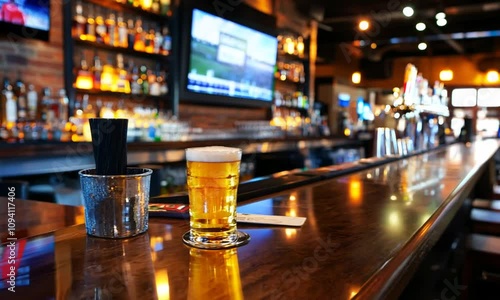 Wallpaper Mural Cozy Pub Ambience with Beer on Dark Wooden Bar Inviting Atmosphere for Social Gatherings and Leisure : Generative AI Torontodigital.ca