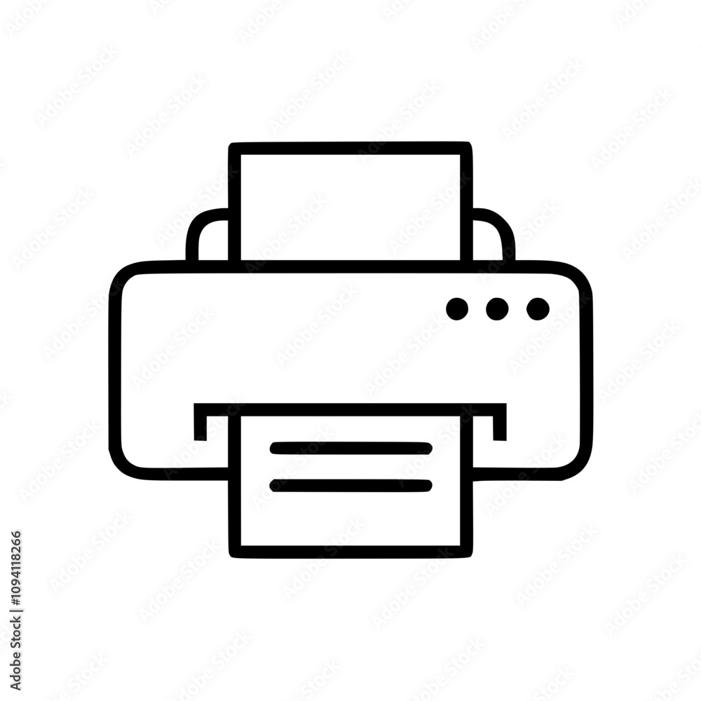 Printer in outline icon style, office theme. Printer in outline icon style, office theme.