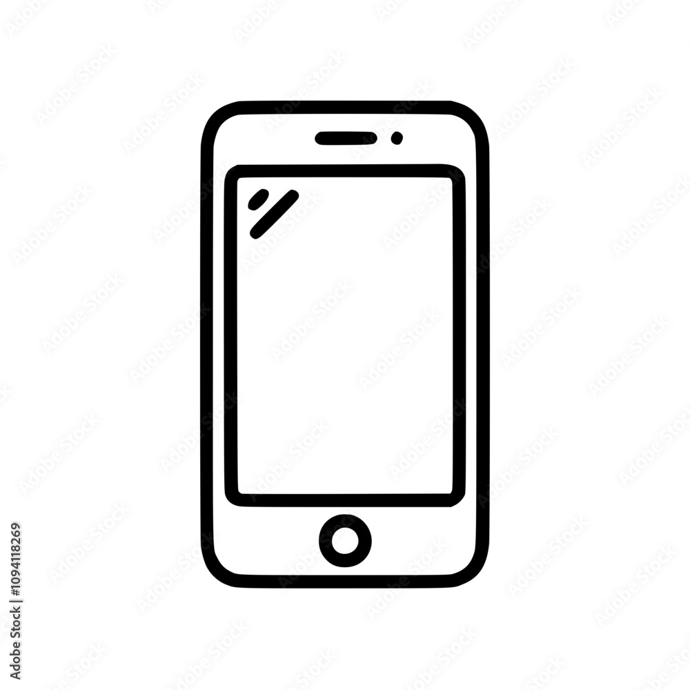 Mobile phone in outline icon style, office theme. Mobile phone in outline icon style, office theme.
