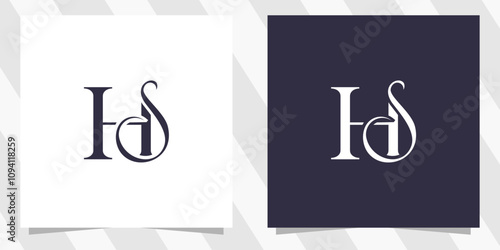 letter sh hs logo design vector photo