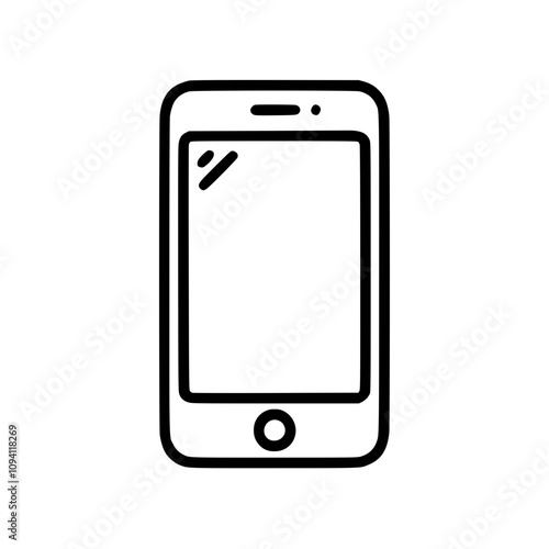 Mobile phone in outline icon style, office theme.