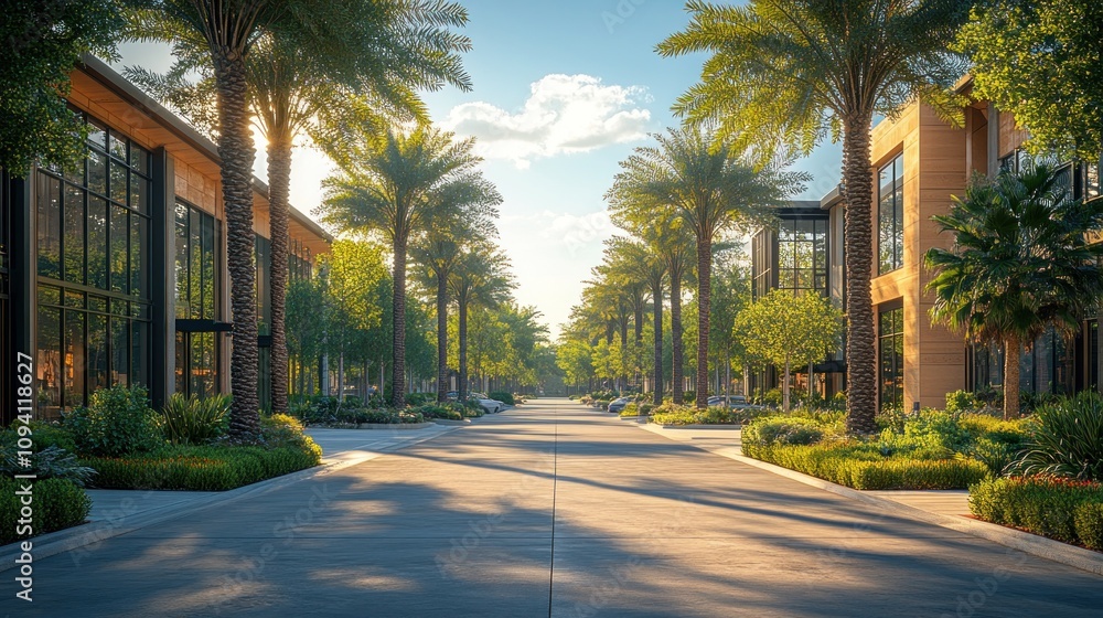 Fototapeta premium Palm Tree Lined Street