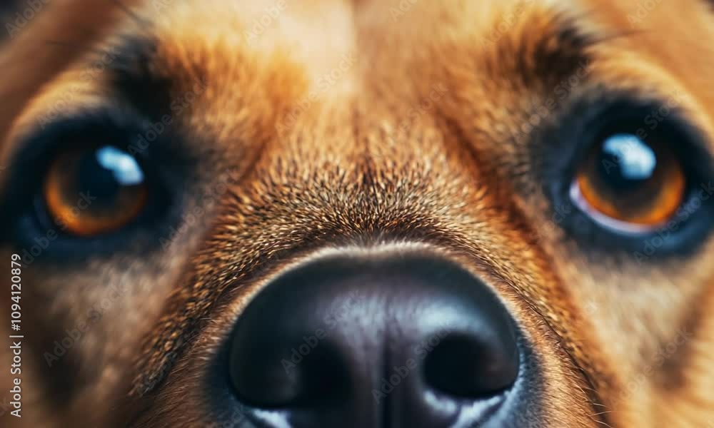 Closeup of Dog's Curious Eyes Capturing Expressive Canine Emotion : Generative AI
