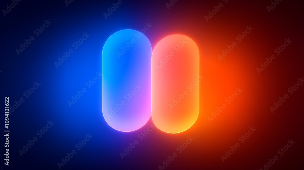 Futuristic Neon Abstract Geometric Background with Wavy Lines and Vibrant Blue Orange Illumination Futuristic Neon Abstract Geometric Background with Wavy Lines and Vibrant Blue Orange Illumination