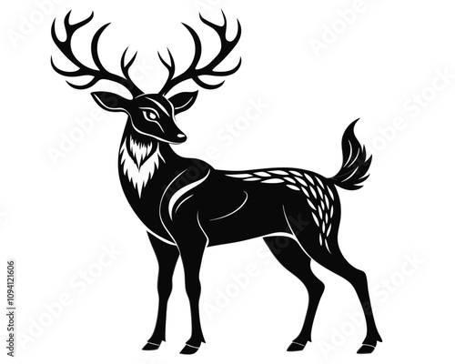 deer silhouette vector black on white background