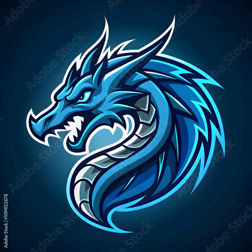 A striking logo featuring a cool blue dragon, symbolizing strength. photo