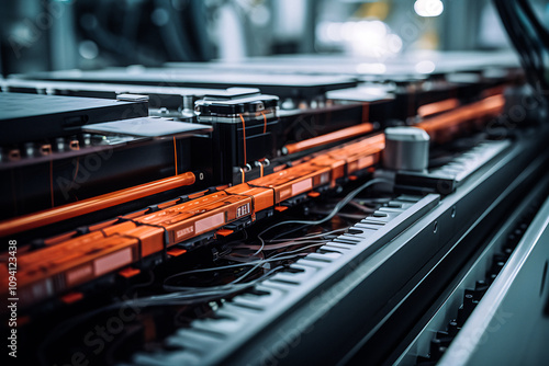 Close-Up of Automated Battery Manufacturing Line Highlighting Advanced Energy Storage Solutions and Industrial Efficiency