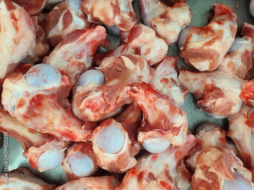 Fresh food, only pork bones with meat, for use in cooking. photo