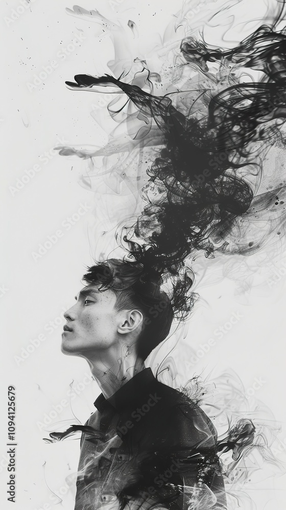 Abstract Portrait of a Man with Black Smoke Abstract Portrait of a Man with Black Smoke