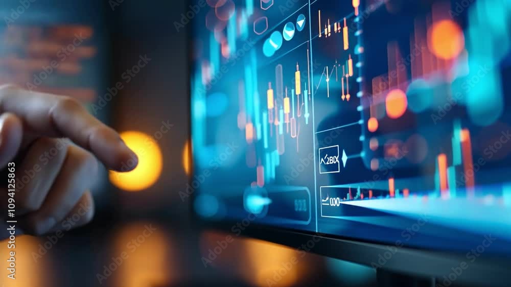 A close-up of a hand interacting with a digital screen showcasing charts and data analysis, symbolizing technology and innovation. A close-up of a hand interacting with a digital screen showcasing charts and data analysis, symbolizing technology and innovation.