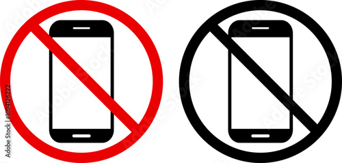 Set of No phone icon.  No phone calls. Do not use smartphone. warning concept