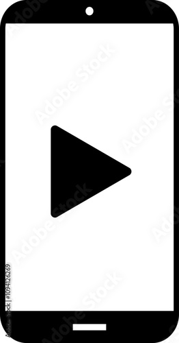 play button with with mobile phone icon. Mobile music player. Media player
