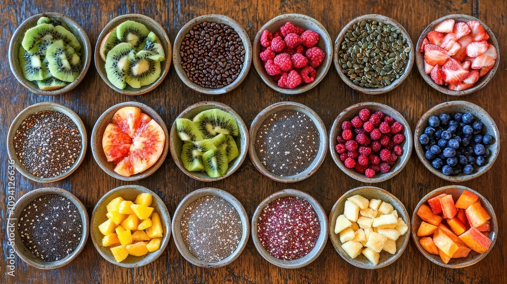 Chia and Flax Seeds in a Health Bowl Chia and Flax Seeds in a Health Bowl