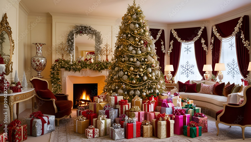 Christmas living room and elegant holiday decorations Christmas living room and elegant holiday decorations
