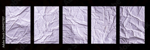 Wallpaper Mural white crumpled and creased glued paper poster set isolated on black background Torontodigital.ca