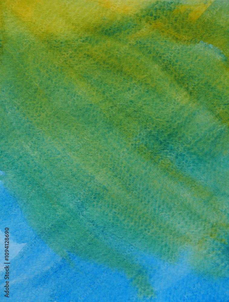 Abstract background and texture pattern blue with yellow and green color flow on white background, Illustration watercolor hand draw and painted on paper Abstract background and texture pattern blue with yellow and green color flow on white background, Illustration watercolor hand draw and painted on paper
